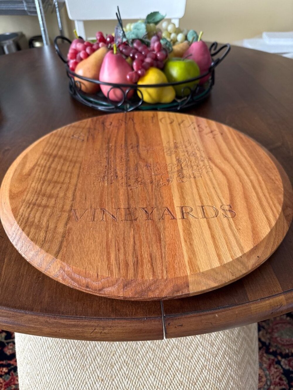 Maple Leaf At Home Wooden Lazy Susan 15.5" Diameter Farmhouse Design Heavy - Picture 11 of 13